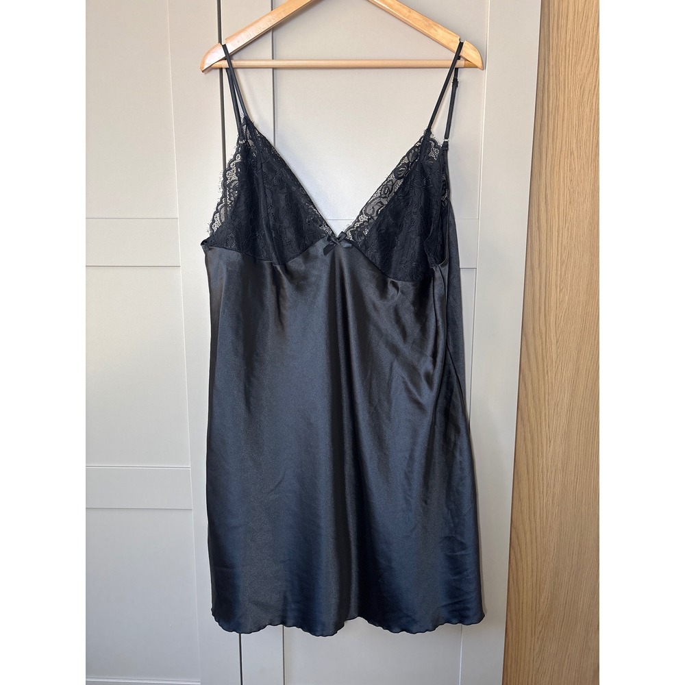 Black Satin Lace Trim Chemise Top Whimsygoth Plus Size 3XL